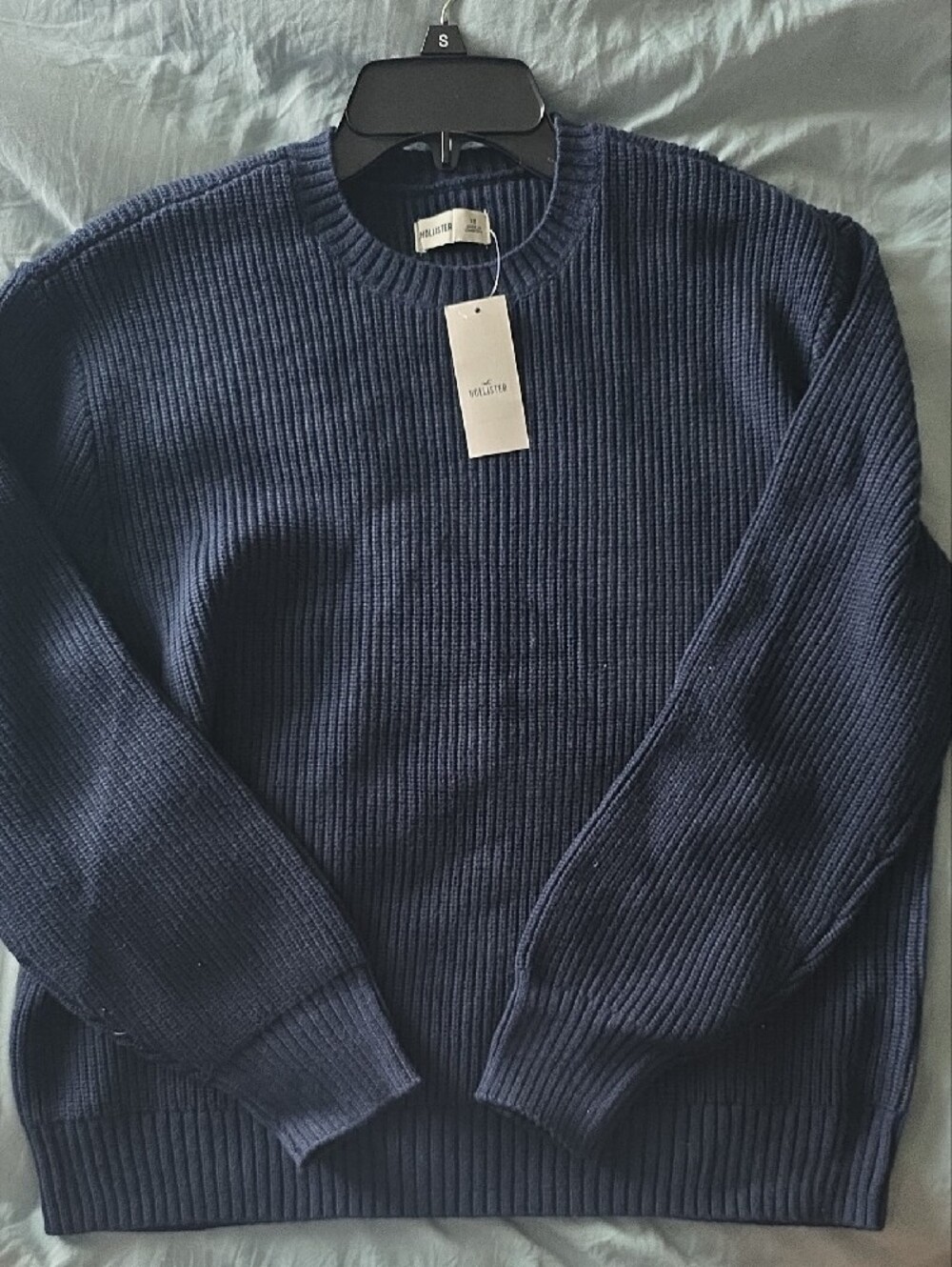 Hollister Men's Crewneck Ribbed Sweater In Navy Blue, XS, NWT. - Picture 10 of 11